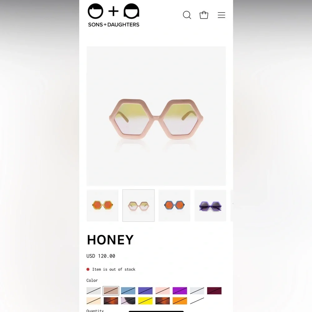 Sons + Daughters bio nude hexagon sunglasses